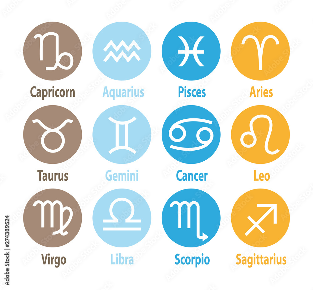 12 astrological signs. Vector zodiac icons set II.