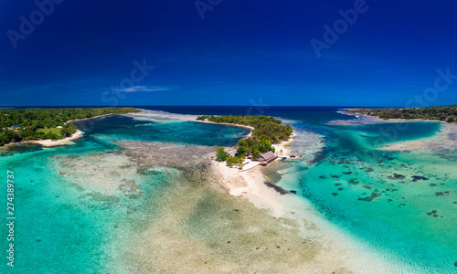 Drone aerial view of Erakor Island  Vanuatu  near Port Vila