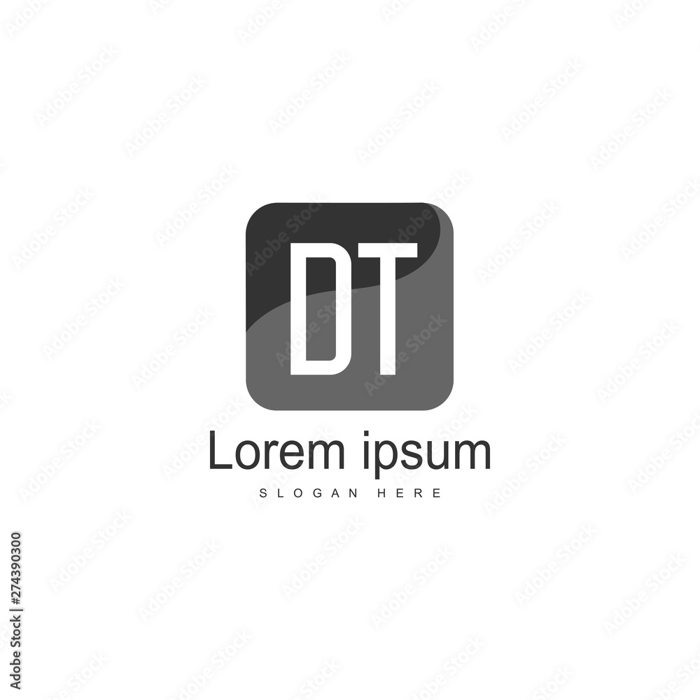 Initial DT logo template with modern frame. Minimalist DT letter logo vector illustration
