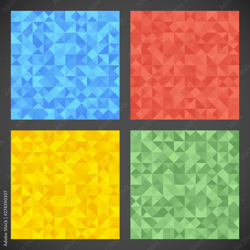 Set of colorful seamless triangular patterns
