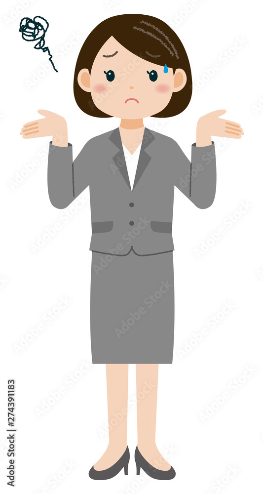 呆れ顔のスーツの女性 全身 呆れ顔のスーツの女性 全身