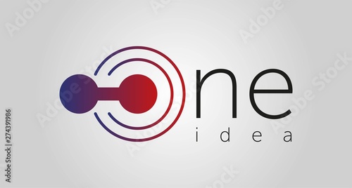 one Idea logo, one icon, one line vector illustration isolated on white background