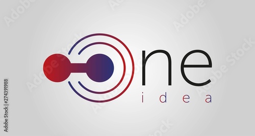 one Idea logo, one icon, one line vector illustration isolated on white background