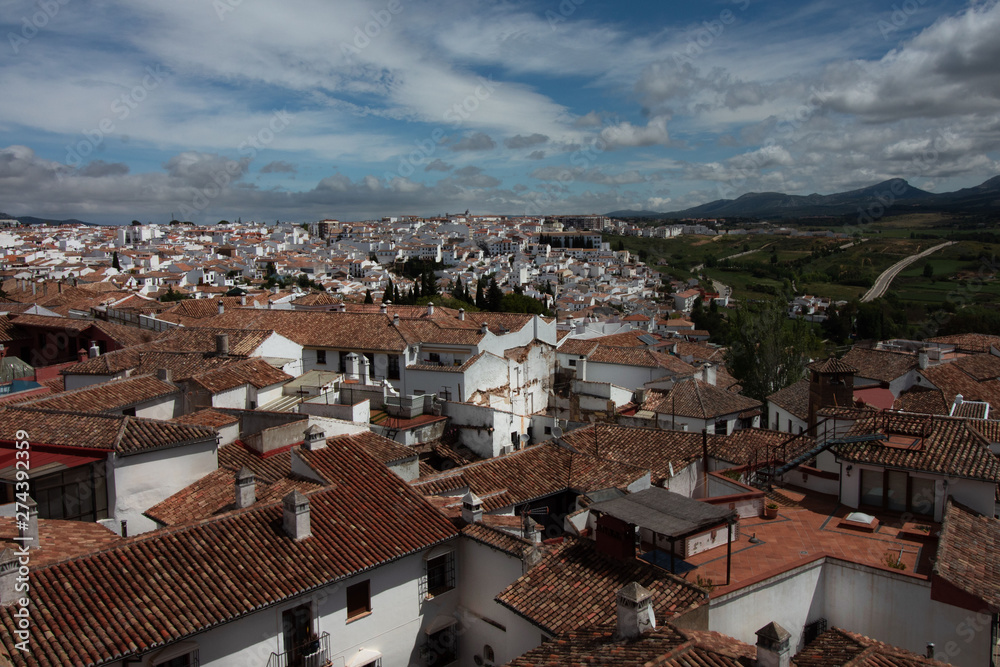 View of the city of Ronda from the bell tower of the Cathedral, Andalusia, Spain