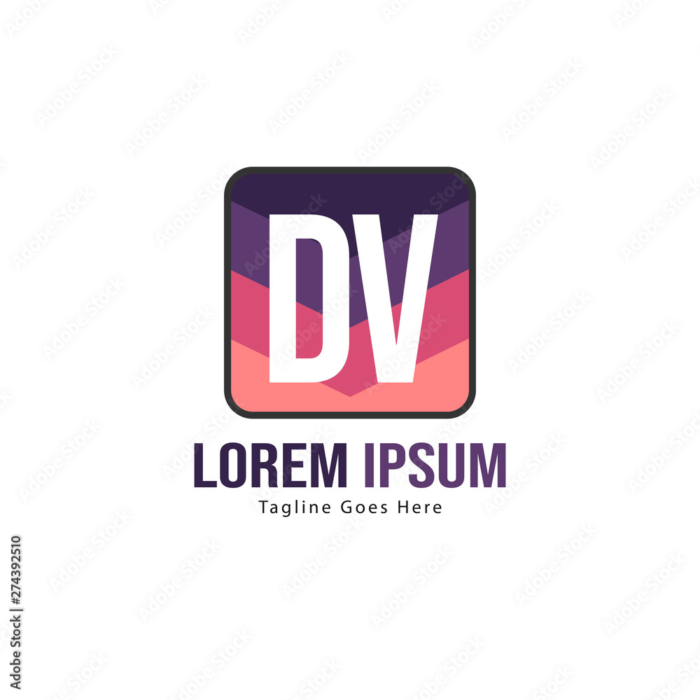 Fototapeta premium Initial DV logo template with modern frame. Minimalist DV letter logo vector illustration