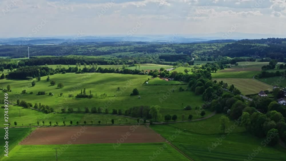 Drone flight over a wind power plant in germany Drone flight over a wind power plant in germany