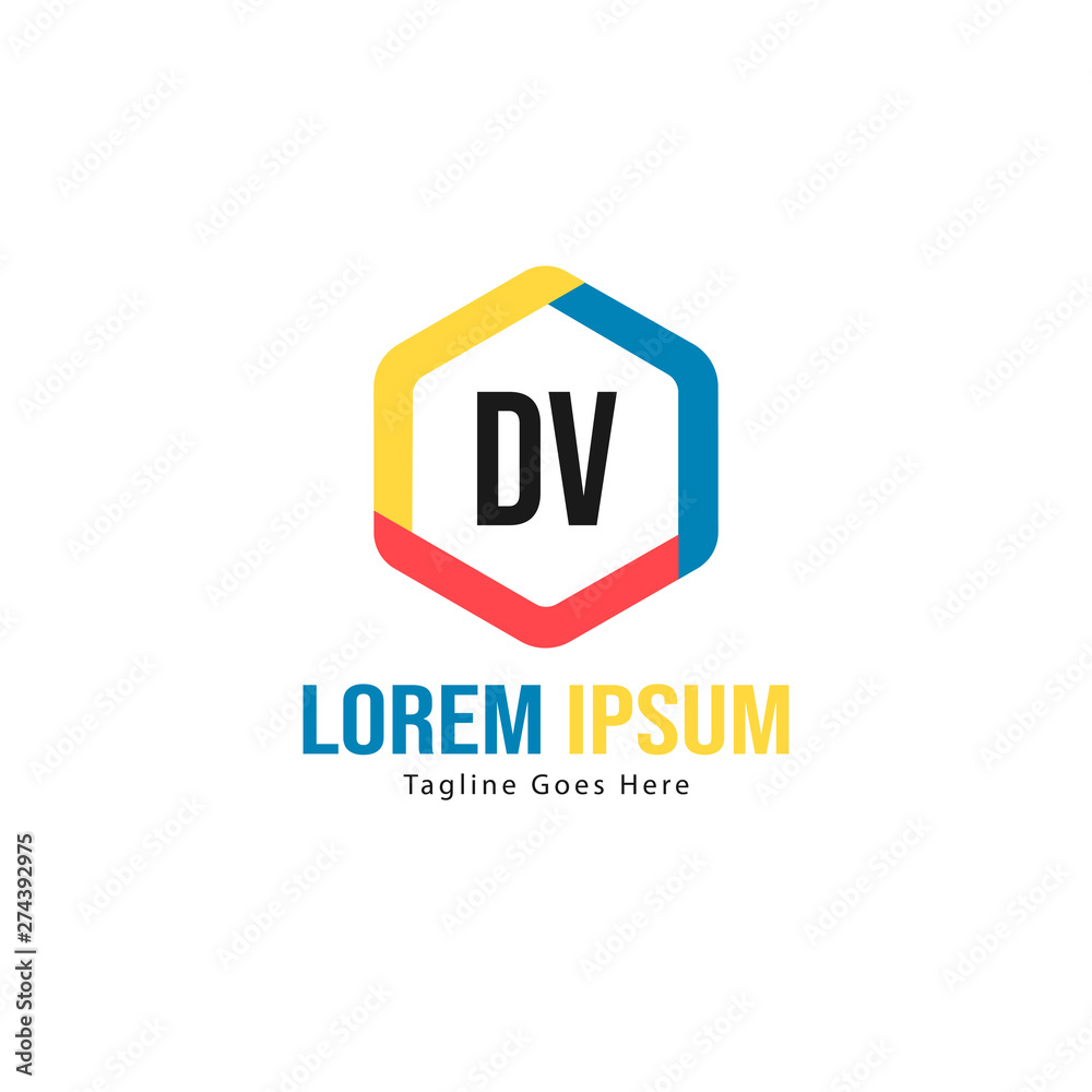 Initial DV logo template with modern frame. Minimalist DV letter logo vector illustration Initial DV logo template with modern frame. Minimalist DV letter logo vector illustration
