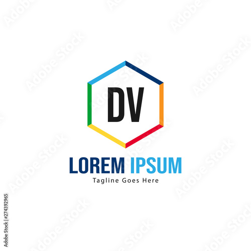 Free Download Initial DV logo template with modern frame. Minimalist DV letter logo vector illustration - GFXLoad
