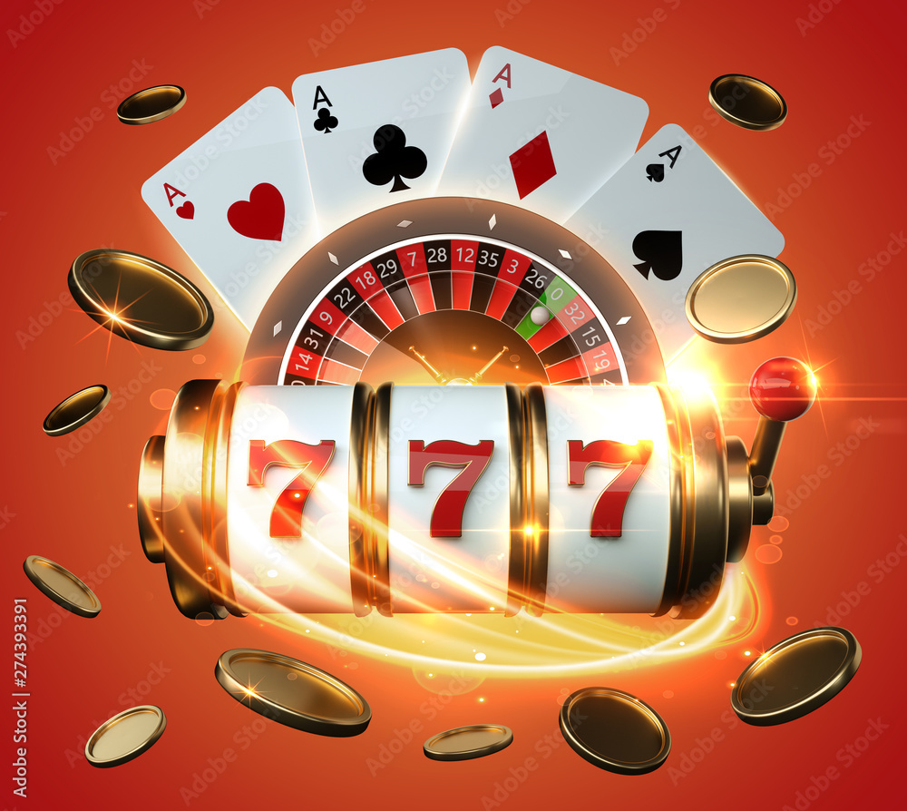 Premium Vector  Casino online play now slots golden coins, casino
