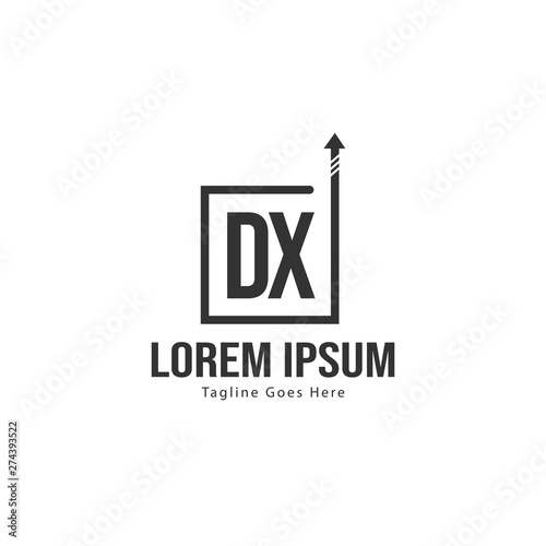 Initial DX logo template with modern frame. Minimalist DX letter logo vector illustration