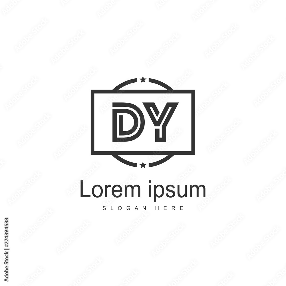 Initial DY logo template with modern frame. Minimalist DY letter logo vector illustration