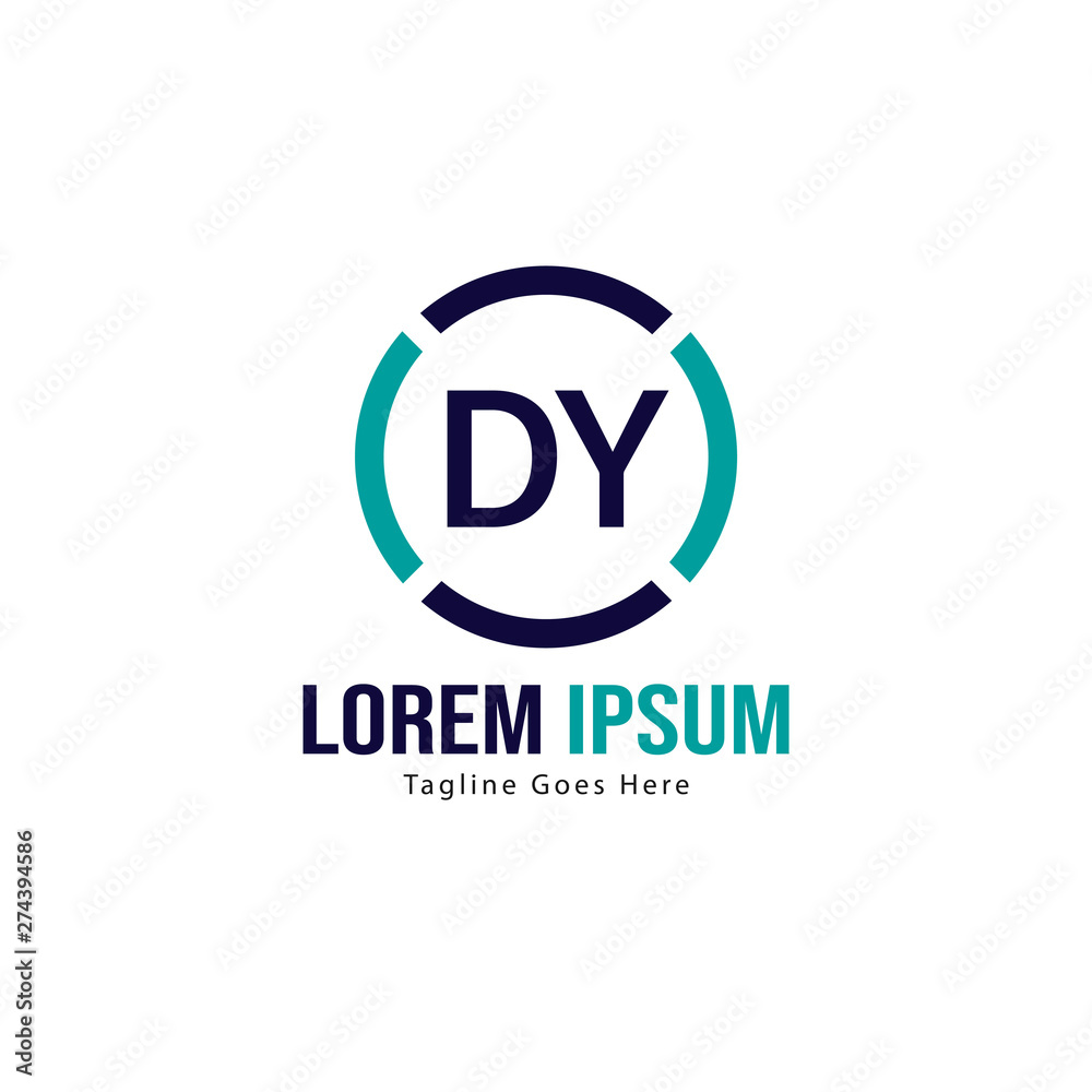 Initial DY logo template with modern frame. Minimalist DY letter logo vector illustration