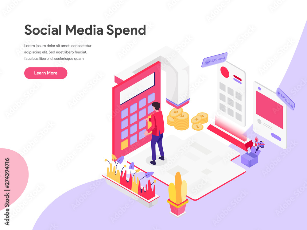 Landing page template of Digital Marketing Cost Isometric Illustration Concept. Isometric flat design concept of web page design for website and mobile website.Vector illustration Landing page template of Digital Marketing Cost Isometric Illustration Concept. Isometric flat design concept of web page design for website and mobile website.Vector illustration