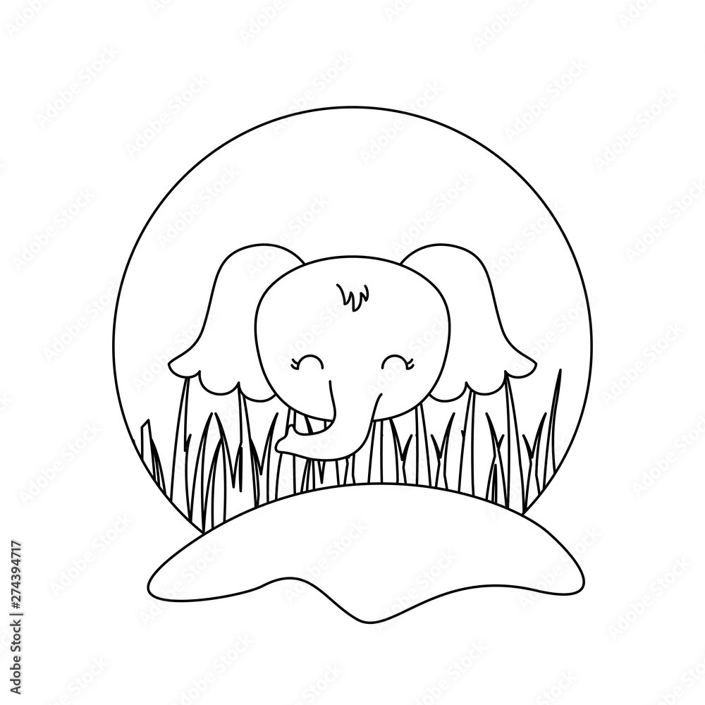 Fototapeta head of cute elephant animal isolated icon
