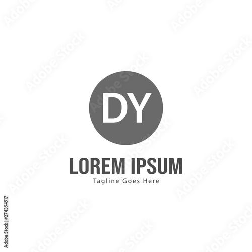 Initial DY logo template with modern frame. Minimalist DY letter logo vector illustration