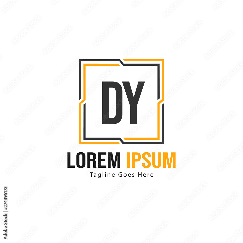 Fototapeta premium Initial DY logo template with modern frame. Minimalist DY letter logo vector illustration