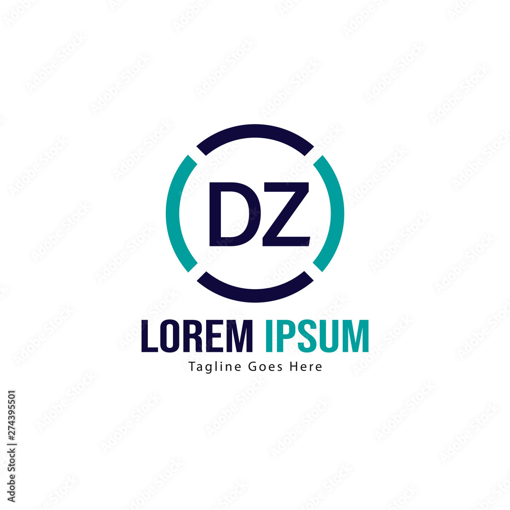 Initial DZ logo template with modern frame. Minimalist DZ letter logo vector illustration