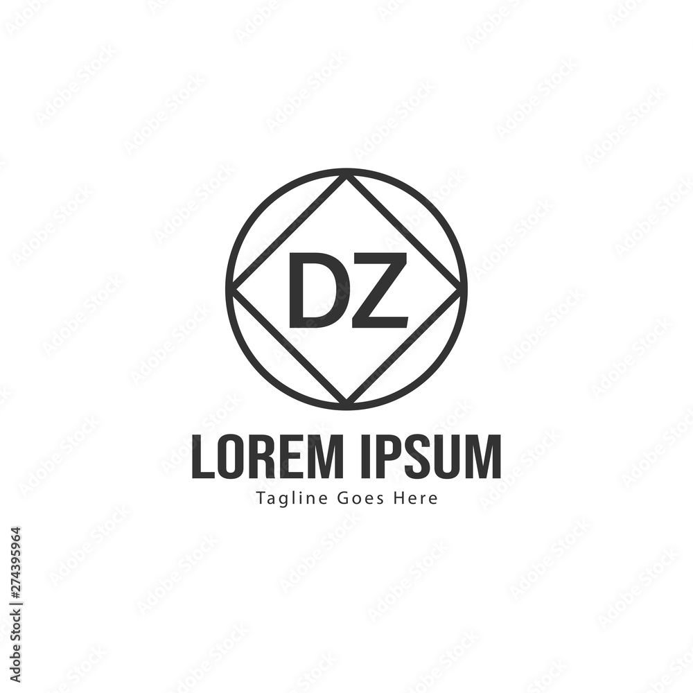 Initial DZ logo template with modern frame. Minimalist DZ letter logo vector illustration Initial DZ logo template with modern frame. Minimalist DZ letter logo vector illustration