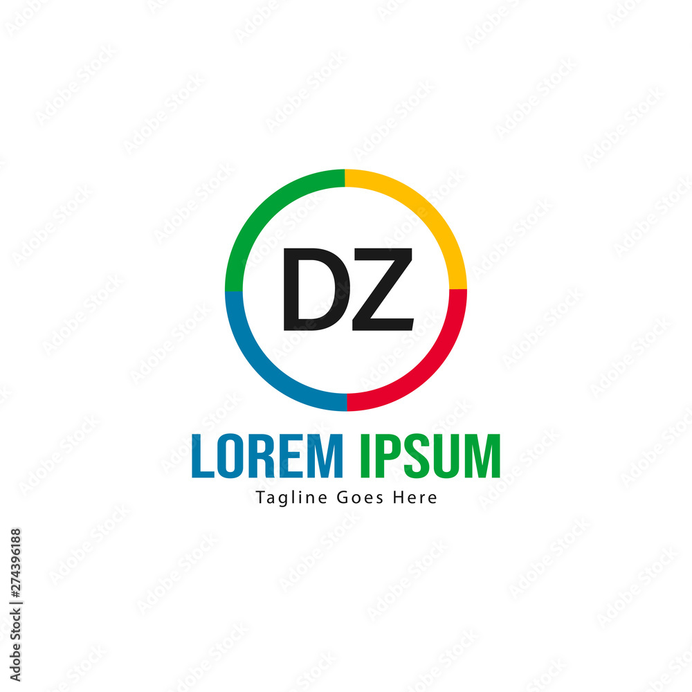 Initial DZ logo template with modern frame. Minimalist DZ letter logo vector illustration