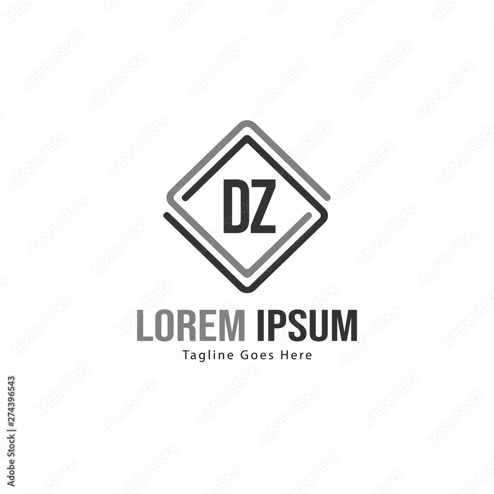 Initial DZ logo template with modern frame. Minimalist DZ letter logo vector illustration Initial DZ logo template with modern frame. Minimalist DZ letter logo vector illustration