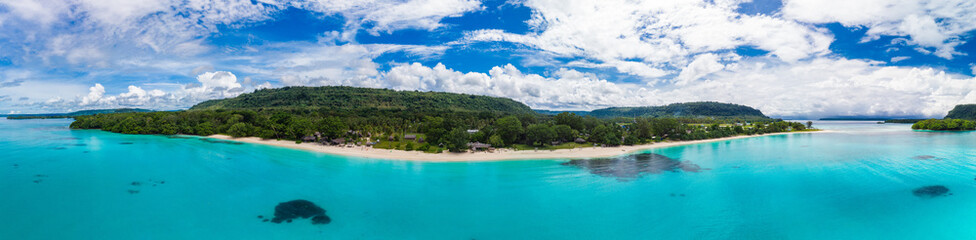 Crédence de cuisine  Port Orly sandy beach with palm trees, Espiritu Santo Island, Vanuatu.  © Martin Valigursky