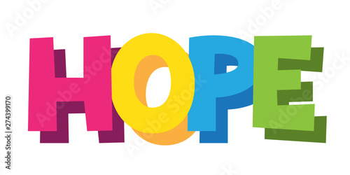 HOPE cartoon-style hand lettering banner