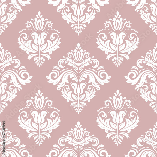 Classic seamless pattern. Damask orient ornament. Classic vintage purple and white background © Fine Art Studio