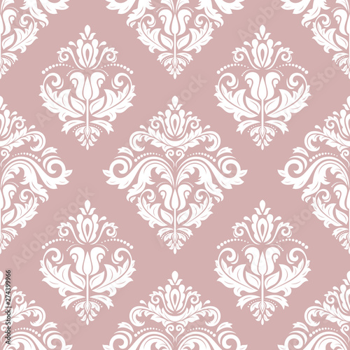 Classic seamless pattern. Damask orient ornament. Classic vintage purple and white background