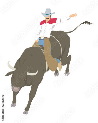 Rodeo Bull Ride Cowboy illustration