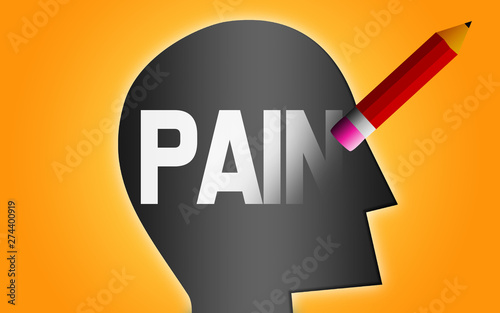 Erase pain word from human head photo