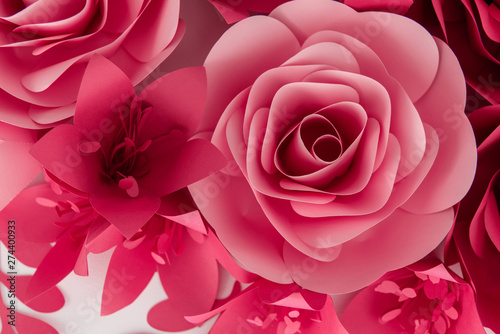 Red and pink roses  flower bright background. Decoration for design