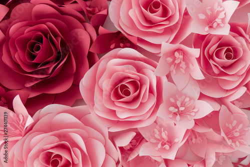 Red and pink roses  flower bright background. Decoration for design