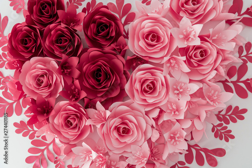 Red and pink roses, flower bright background. Decoration for design