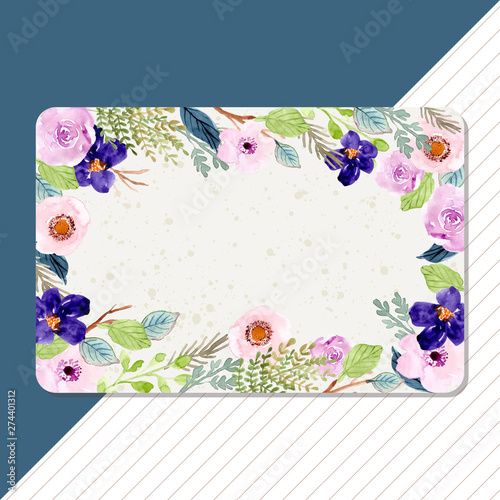 multipurpose blank card with watercolor flower frame