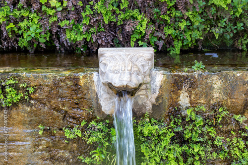 The Springs of Dionysus in the form of a lion's head on island Andros (Greece, Cyclades) in the Menites village. photo