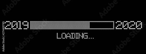pixelated progress bar year 2019 to 2020 loading vector illustration