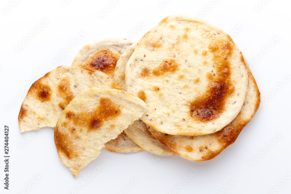 Flatbreads. Arab Bread isolated on white background.