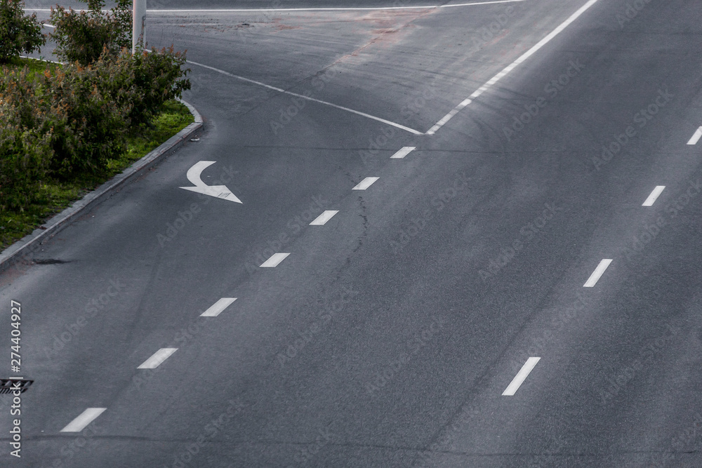 asphalt road with marking lines. view from above asphalt road with marking lines. view from above
