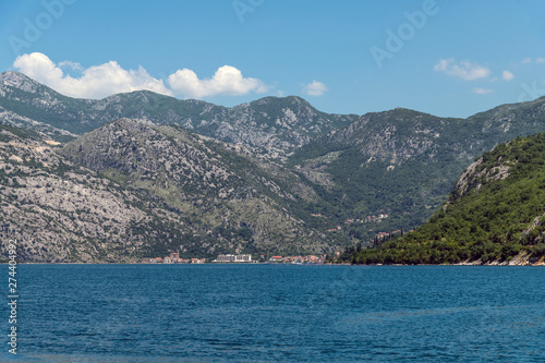 Summertime landscape in Kotor bay in Montenegro