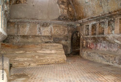 Interior of the buildings of Pompeii  destroyed by the volcano Vesuvius. Italy.