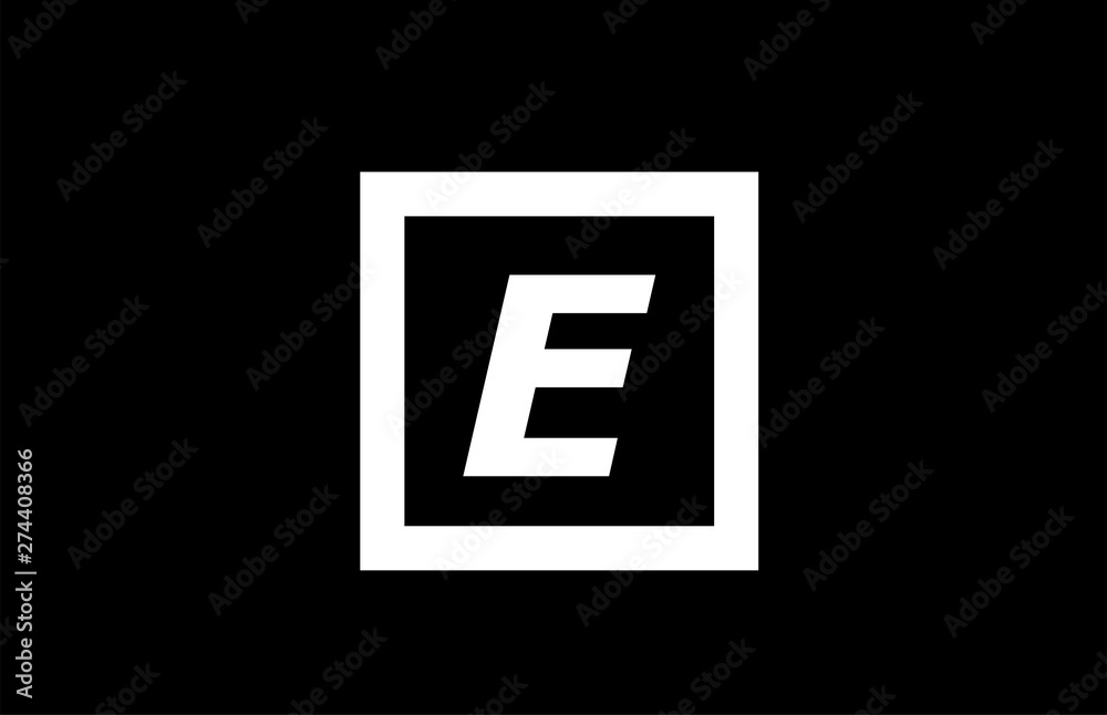 E black and white square alphabet letter logo icon design E black and white square alphabet letter logo icon design