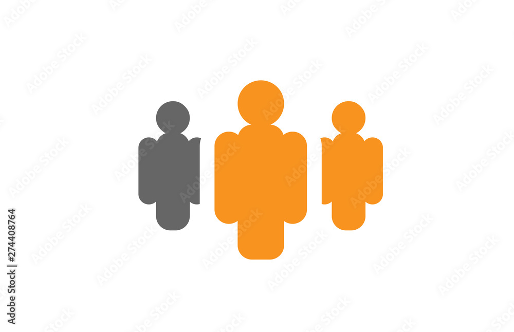 orange grey simple creative people vector flat icon design concept