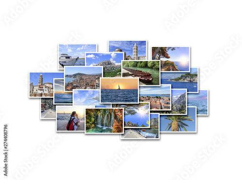 Sea vacation, travel and interesting places in the summer. Collage of photos on a white background. © Denis Rozhnovsky
