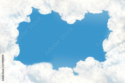Beautiful frame blue sky with cloudy background and texture. Copy space for text.