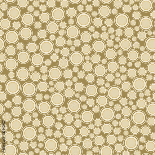Seamless pattern, background consisting of non-overlapping geometric elements of a round shape. Useful as design element for texture and artistic compositions.