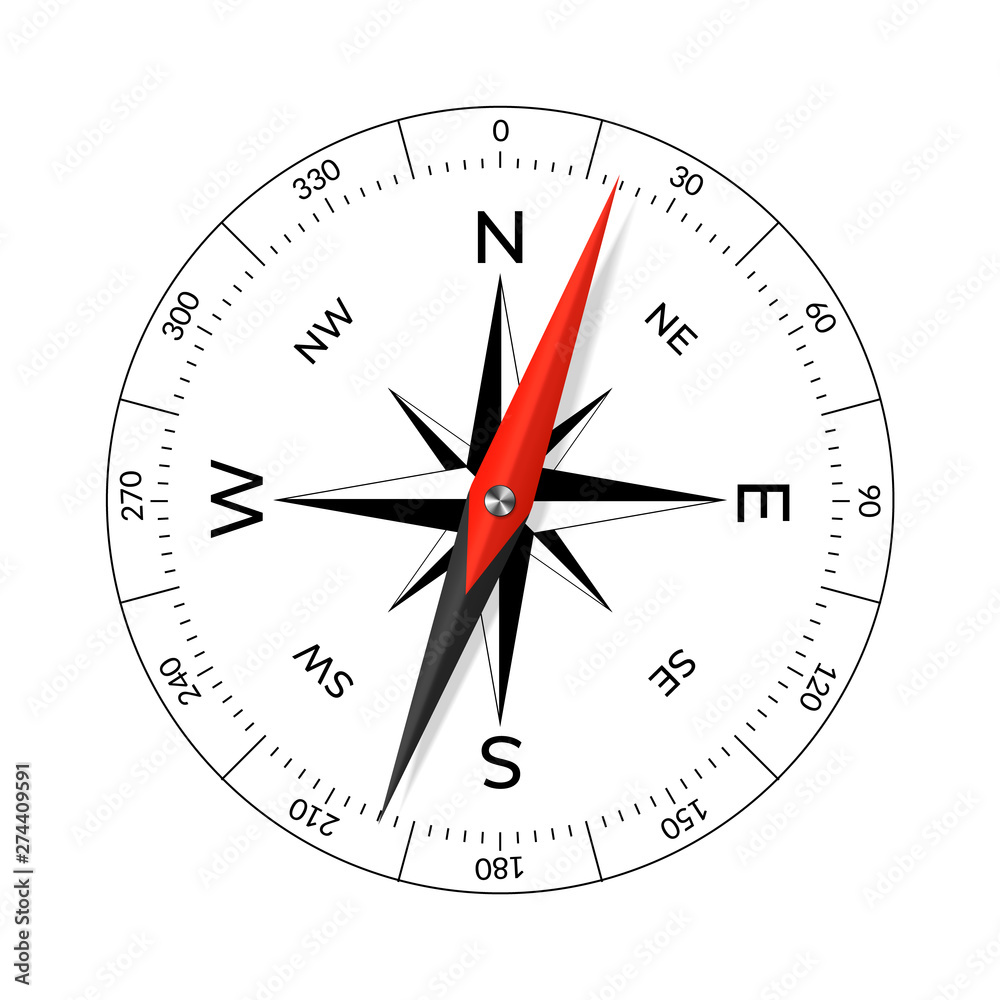 Compass face with wind rose and dial.