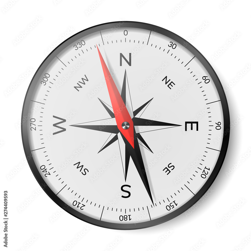 Navigational compass with wind rose and dial face. Navigational compass with wind rose and dial face.