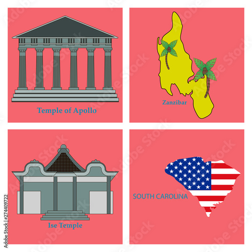 Set of world sights
