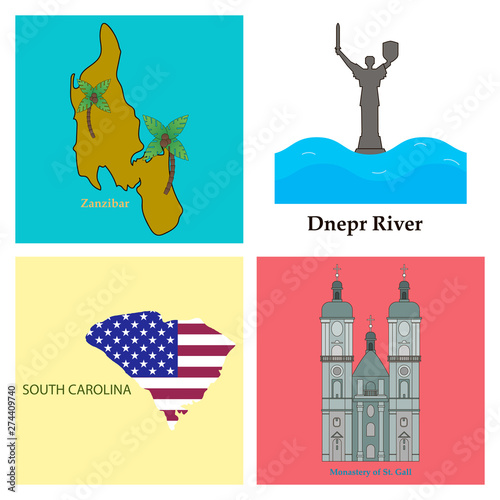 Set of world sights