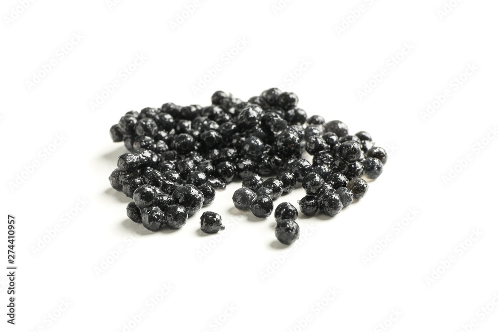 Black caviar isolated on white background, closeup Black caviar isolated on white background, closeup